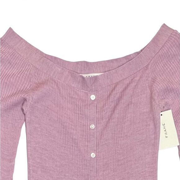 Frame Revolve Off the Shoulder Lilac Cardigan Sweater Size Medium New MSRP 280 - Picture 4 of 8